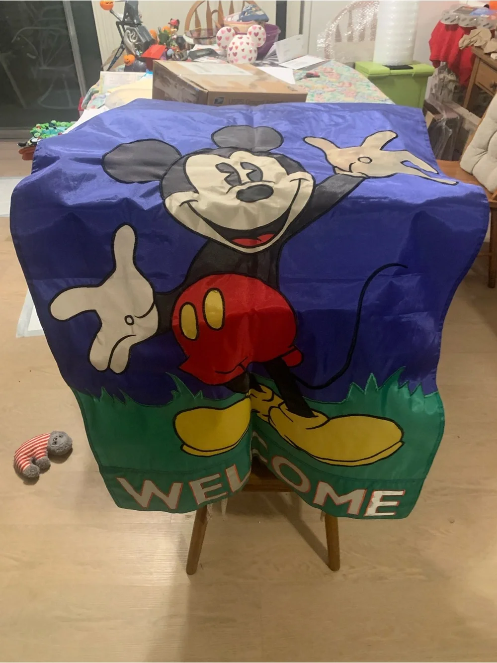Disney Mickey Mouse Blue Red Yellow Welcome Garden Flag